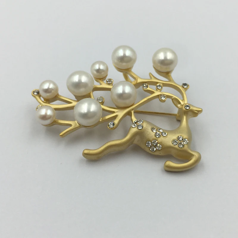 Milu deer christmas gift natural pearls brooch for women mum (7)