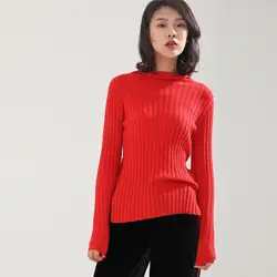 Водолазка свитера и пуловеры для женщин зима 2018 новый элегантный длинный рукав тонкий вязаный низ рубашка Повседневный трикотаж сплошной