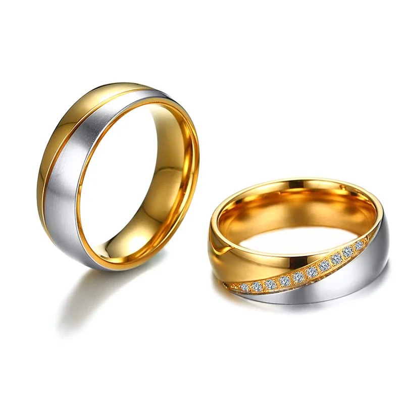 Meaeguet Gold-Color Matte Frost Couple Ring Fashion Lover's Wedding Engagement Ring Jewelry for His and Hers Accessories