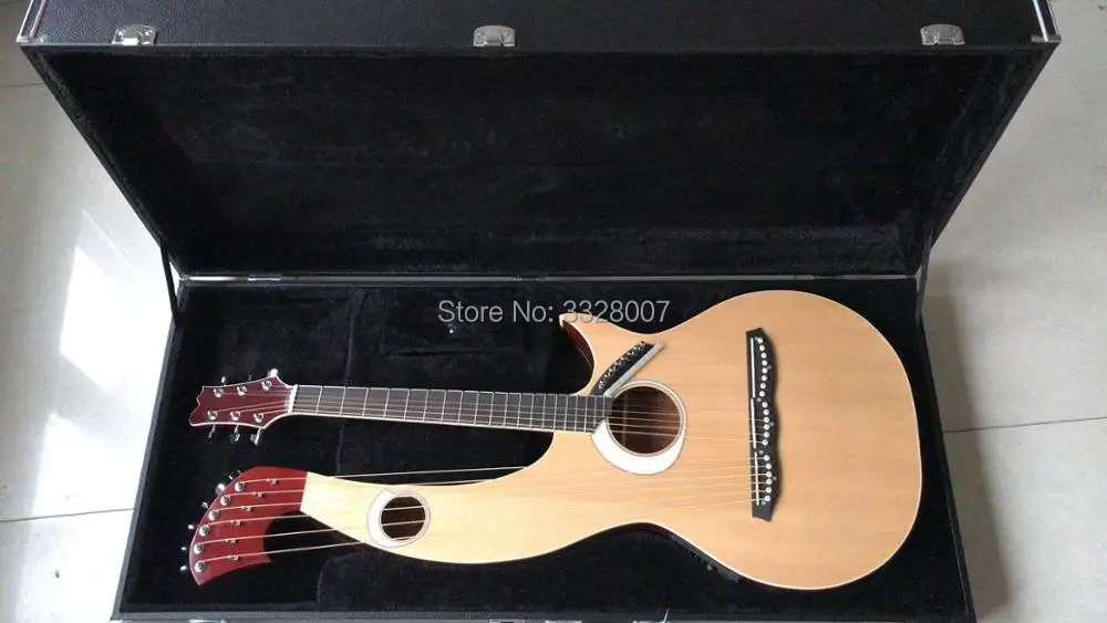 

double neck acoustic guiar harp guitar;free shipping