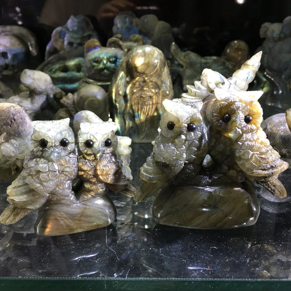 

Natural crystal quartz Manual sculpture labradorite All kinds of animals carved for gift