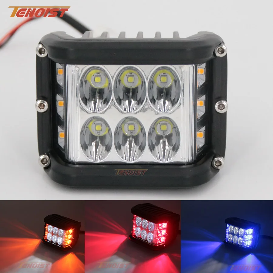 

4 Inch LED White Amber Blue Red Fog Warning Flash Work Light For Offroad Motorcycle SUV 4*4 ATV Truck BUS 12V 24V