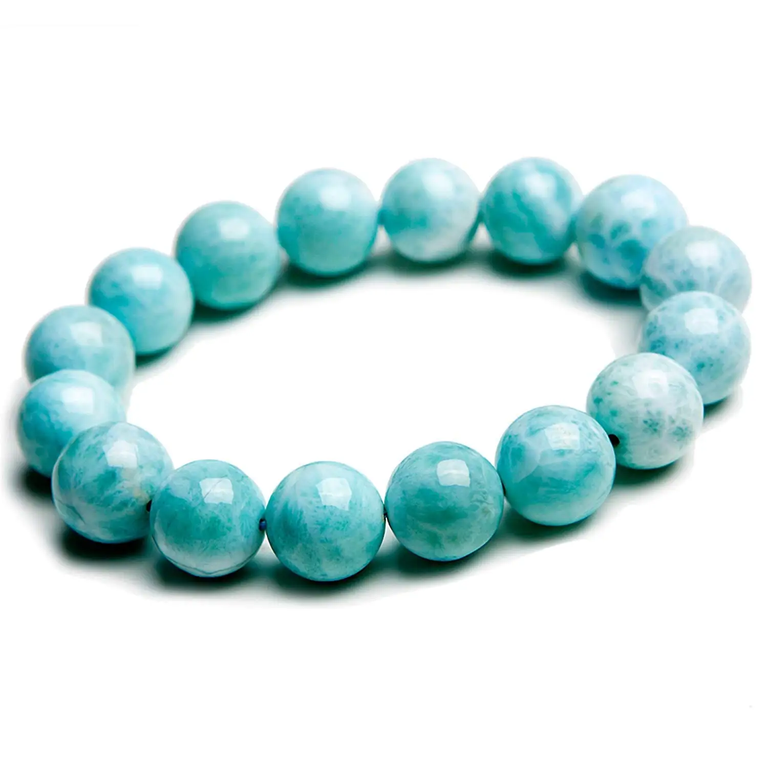 

13mm Natural Larimar Jewelry Bracelets for Women Men Water Pattern Blue Crystal Stone Gemstone Round Beads Bracelet AAAA