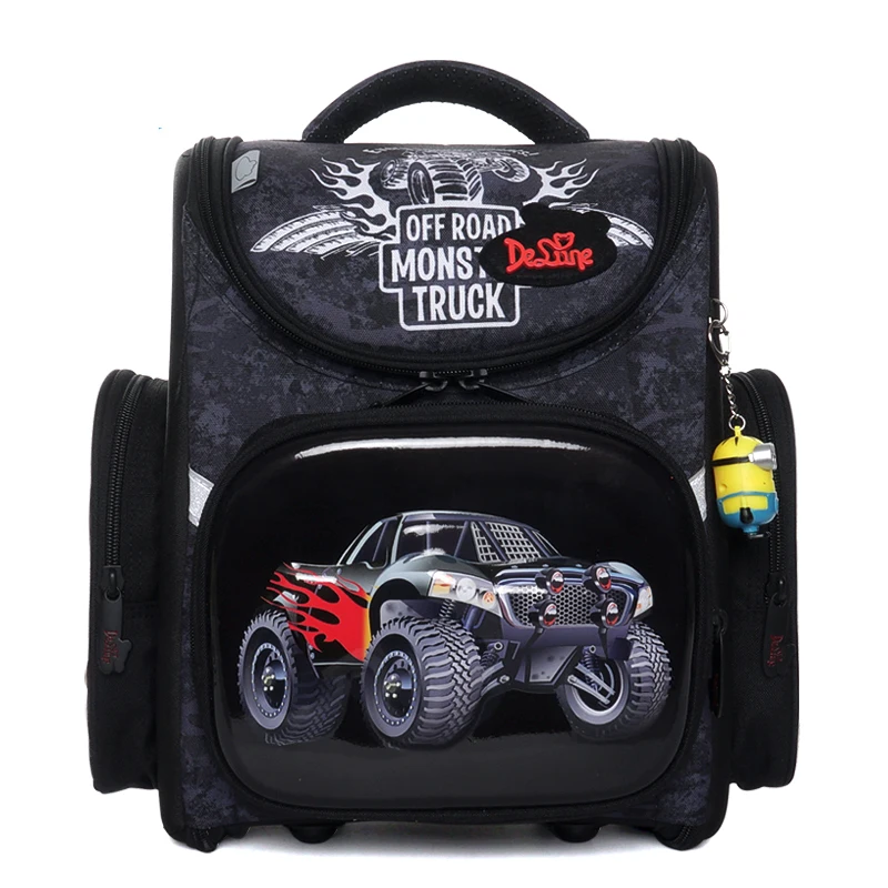 Delune, ортопедический рюкзак с рисунком автомобиля, школьные ранцы для мальчиков и девочек, Мультяшные рюкзаки для детей, Mochila Infantil 3-162