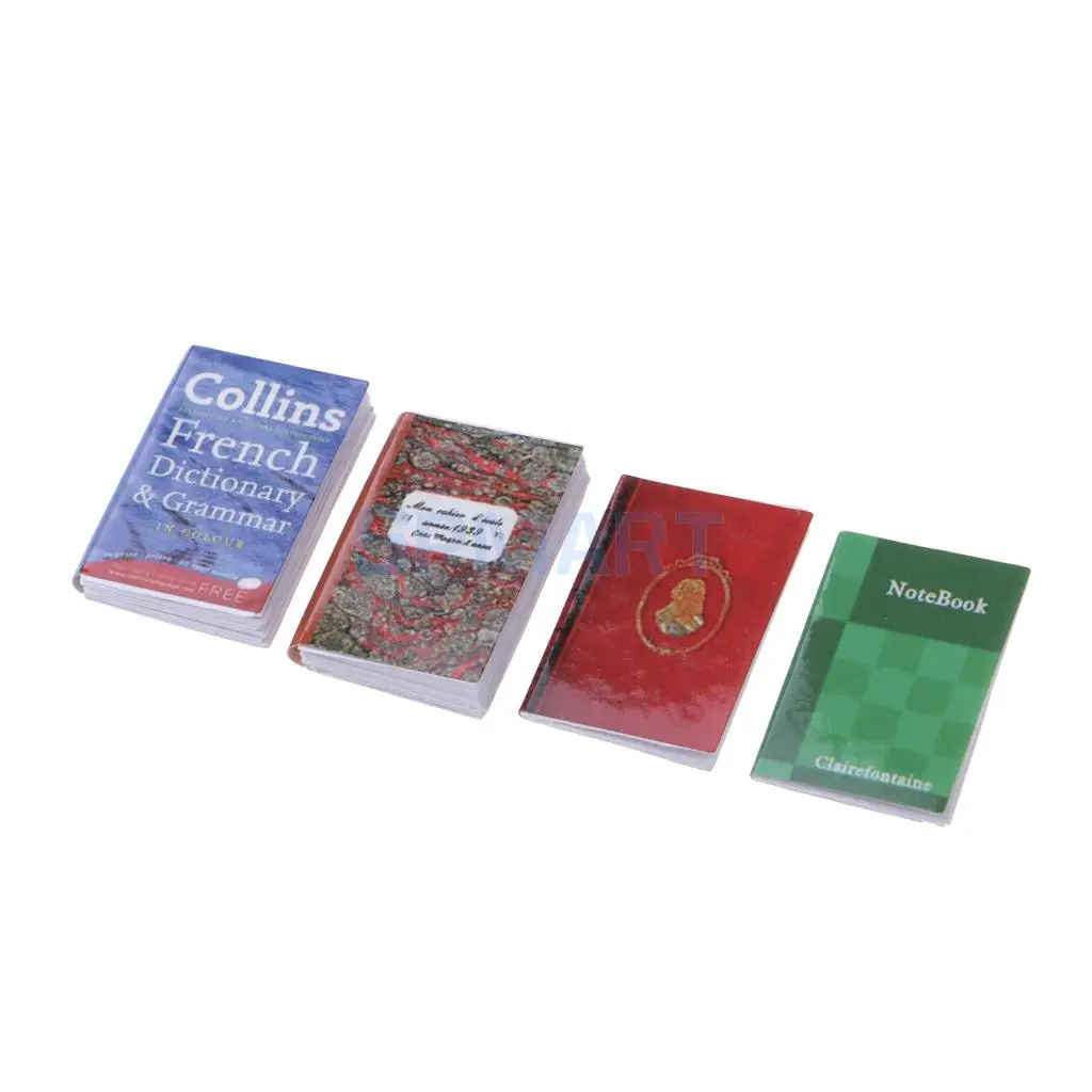 4x 1/12 Scale Dollhouse Miniature Handmade Notebooks Model for Dollhouse Desk Table Mini Scene Decoration Accessories