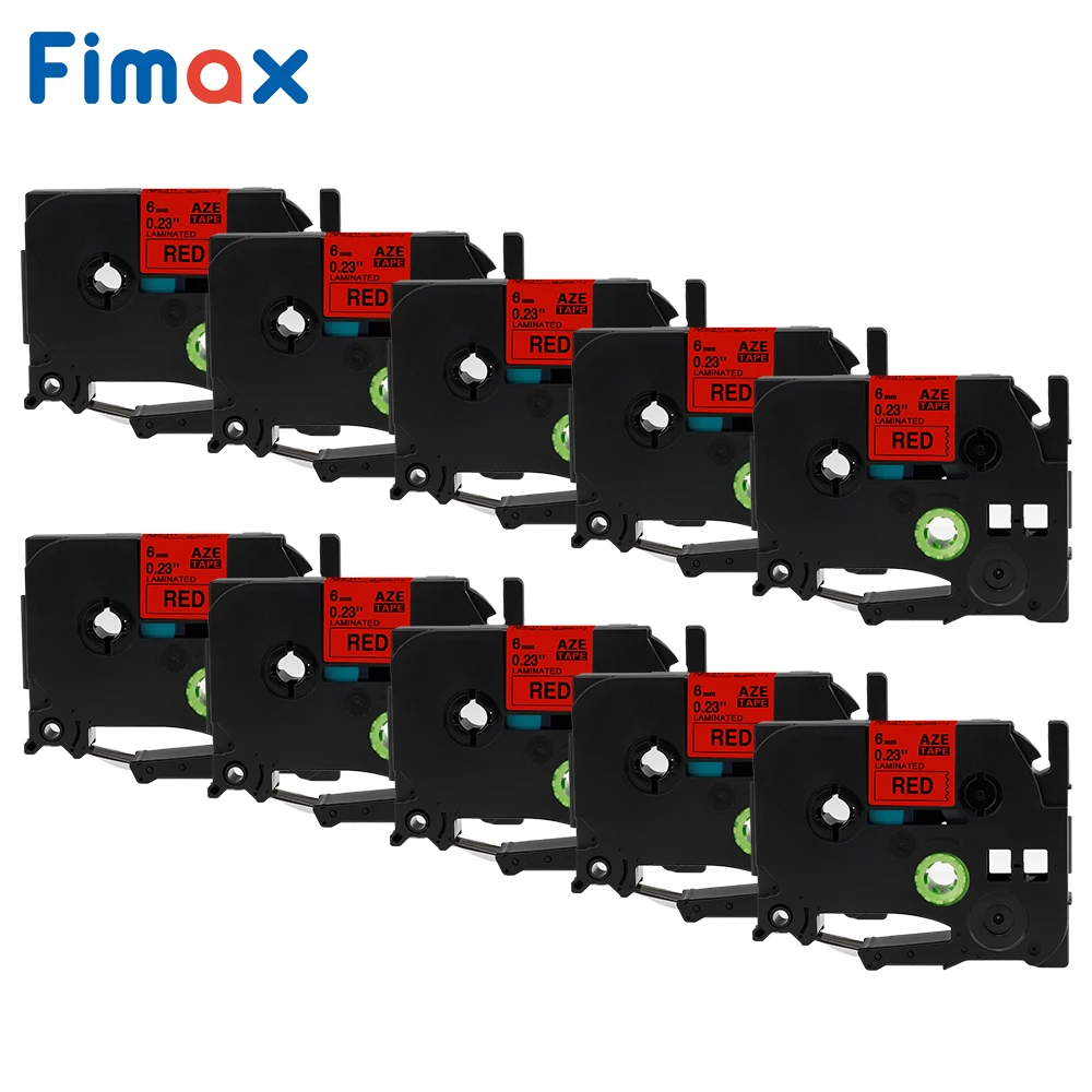 

Fimax 10 Packs TZe411 Compatible Brother P-touch Label Tape TZe-411 TZ-411 6mm*8m Black on Red for Brother P-touch Tze Label