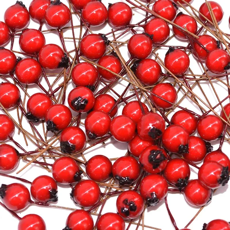 50 шт./пакет красный цвет ягодный искусственный цветы фрукты искусственные тычинки ягоды жемчужные ветви для Скрапбукинг «сделай сам» для дома украшения