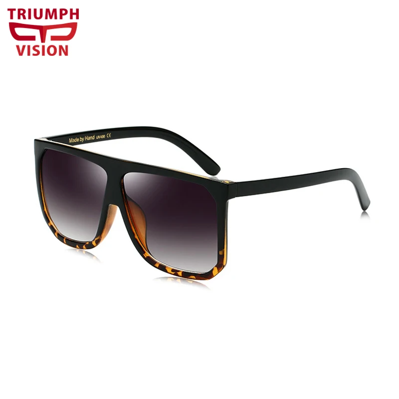 TRIUMPH VISION, солнцезащитные очки с плоским верхом, оттенки, для женщин и мужчин, негабаритный квадратный цельный дизайн, солнцезащитные очки, градиентные Черепаховые, новинка - Цвет линз: 002