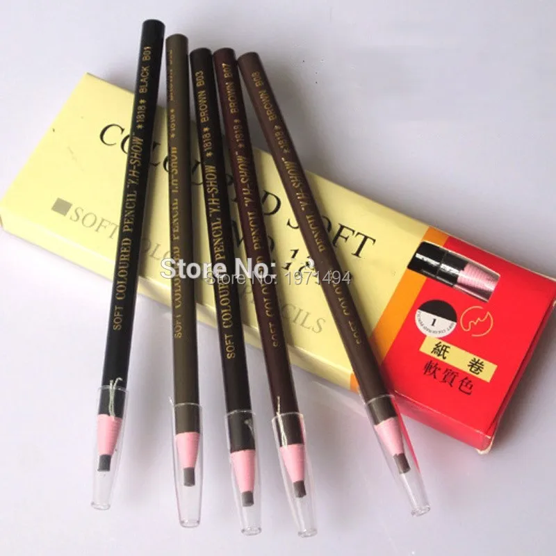 6 цветов 12 шт./кор. водонепроницаемый карандаш для бровей Макияж для постоянного макияжа татуировки принадлежности для макияжа рулон бумаги ручки для бровей