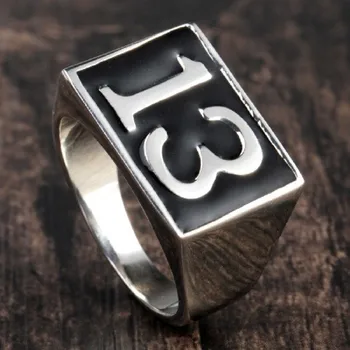 

Men's Lucky 13 Silver color Ring 316L Stainless Steel Biker Ring Fashion Men's Jewelry