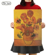 Галстук Лер крафт бумага Ван Гог плакат Подсолнух Современная Абстрактная живопись маслом настенные стикеры декоративные