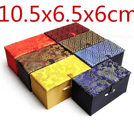 4 размера прямоугольная китайская шелковая ткань коробка для Подарочная коробка под ожерелье коробка для хранения ювелирных изделий украшение ремесла камень коллекция коробка 10 шт