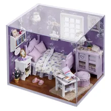 Cutroom DIY Handmade 1 32 Miniature Dollhouse Lovely Cute Dreaming Kit with Cover LED Light Sweet