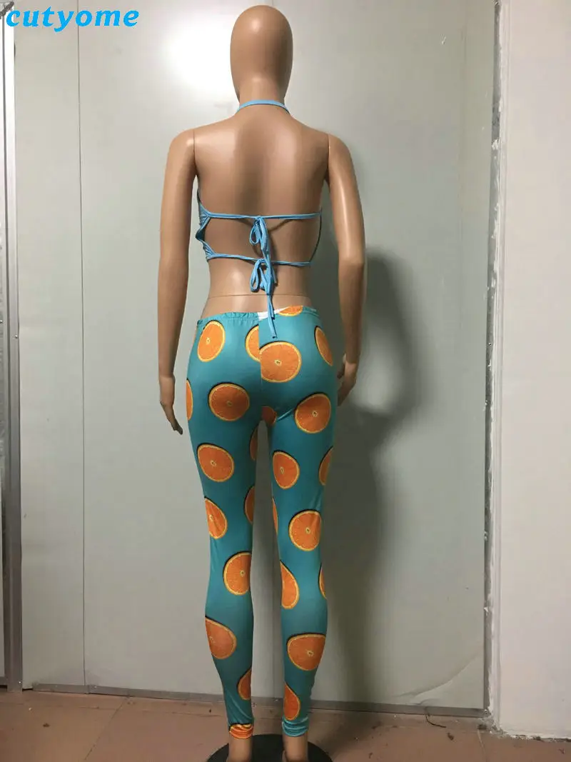 Mother Daughter Son Matching 2pcsset Clothes Tops+Lemon Pants Leggings Mommy And Me Sport Yoga Family Look Beachwear Outfits (5)