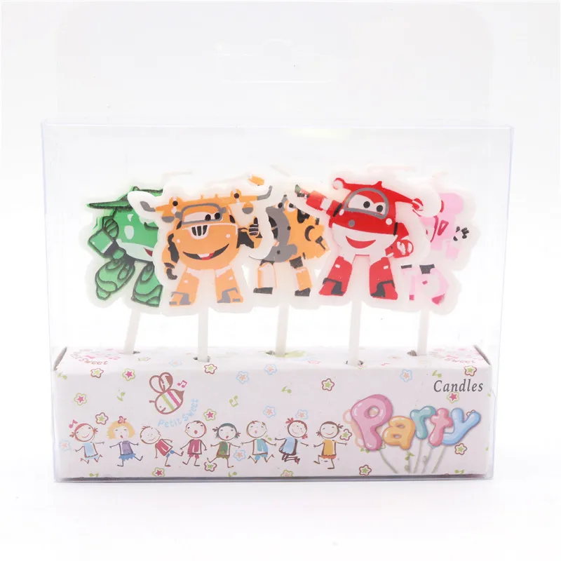 

Hot 5pcs/lot Candle party Cake decoration Super Wings Batman for baby shower Wedding birthday Christmas home supplies
