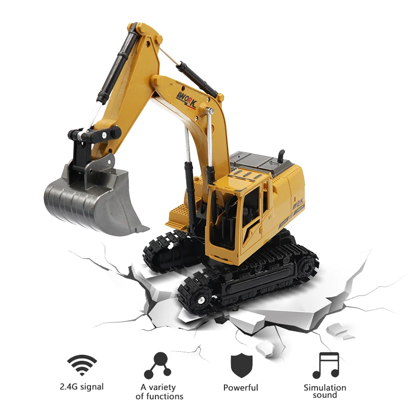

1:24 RC excavator toys with Music and light Children's toy 8CH Remote control 2.4G RC car toys gifts RC Engineering car tractor