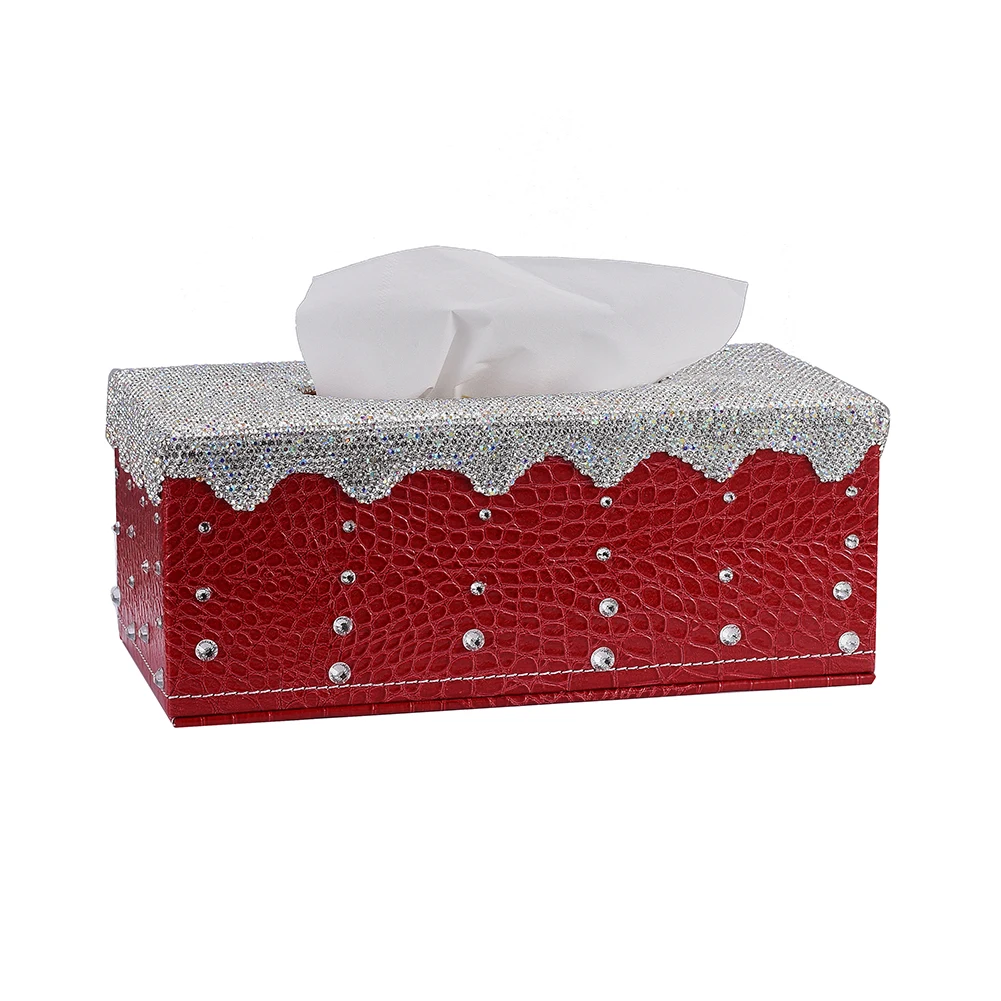 

Shiny Car Tissue Box Cover Rectangular Holder for Home Car Office Decor