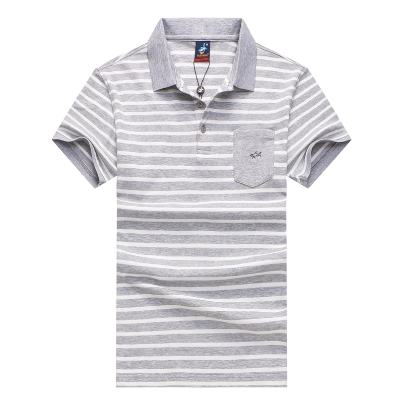 Мужская рубашка поло TACE & SHARK Повседневная в полоску с вышивкой 2018|casual polo shirt|brand