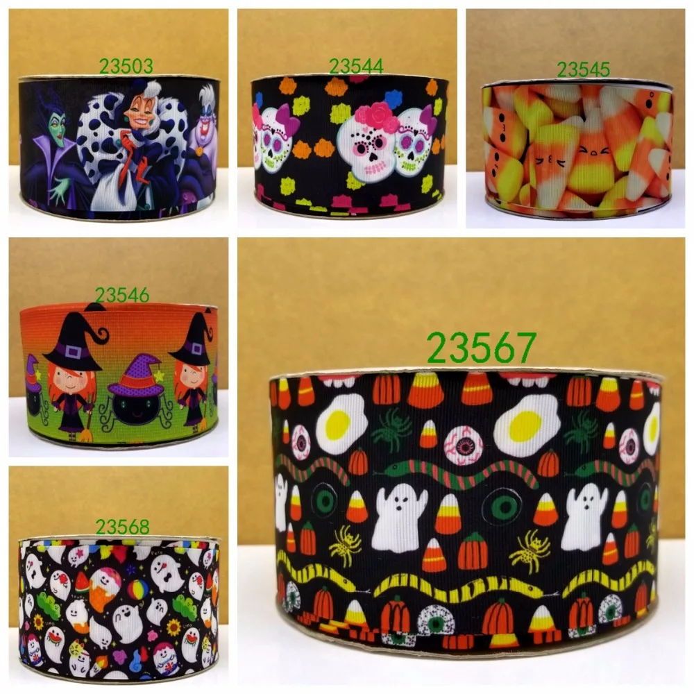 

Free shipping 50 yard per size halloween ribbon printed grosgrain ribbon 23568