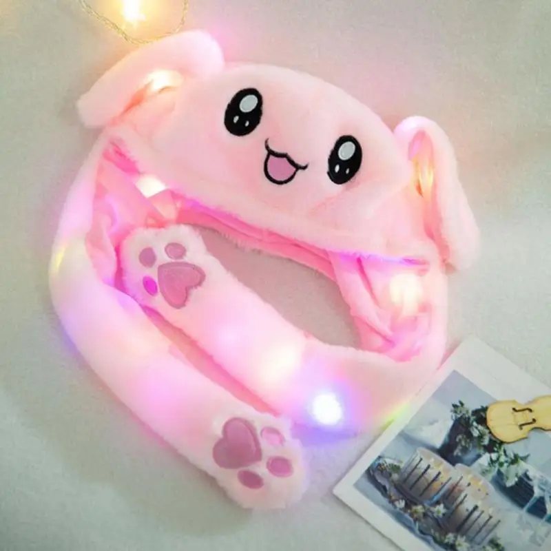 

Hat Women Men Kids Lighting Hat Cute Rabbit Ears Plush Ears Can Move Cap Children Shine Winter Warm Party
