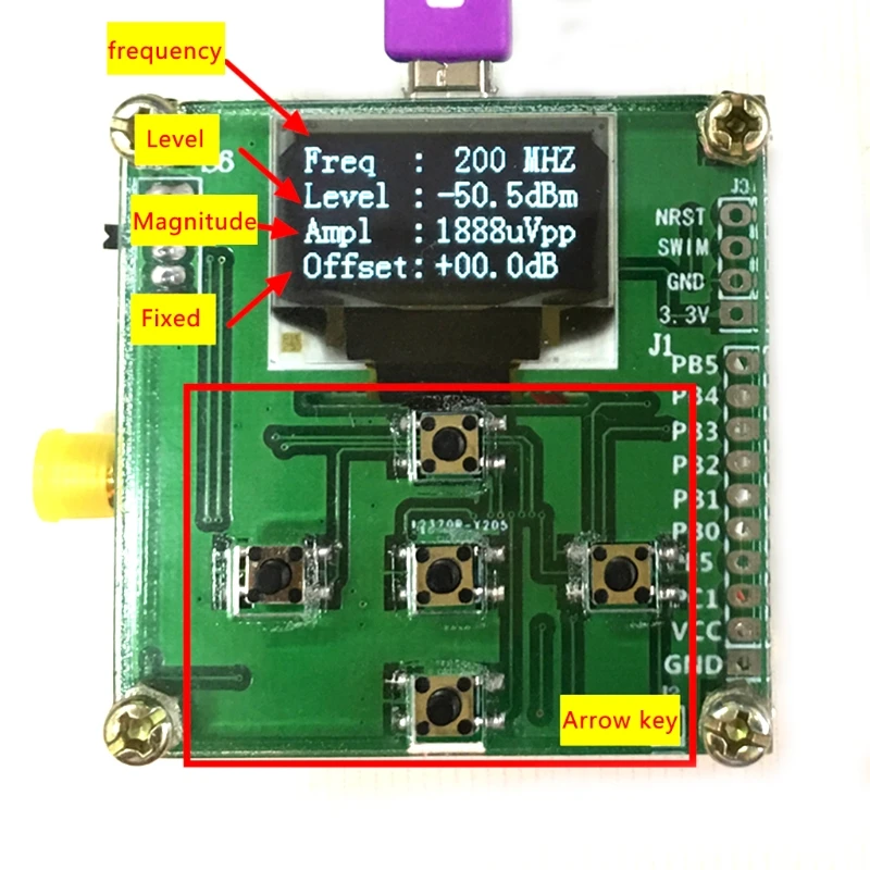 8 ГГц 1-8000 МГц OLED РЧ измеритель мощности-55~-5 дБм+ мягкое значение затухания РЧ