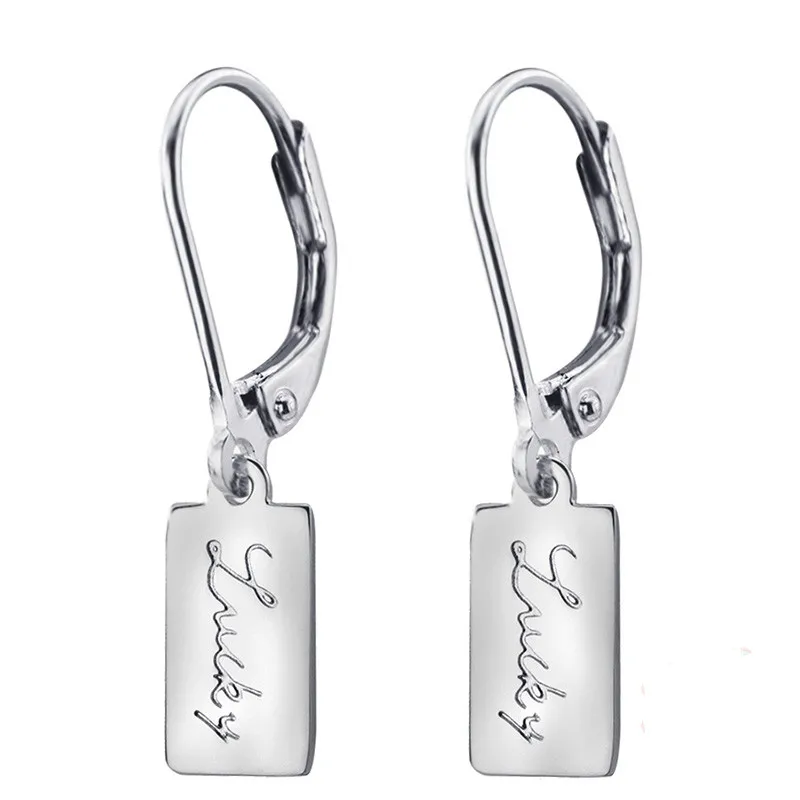 

Womens Fashion 100% 925 Solid Sterling Silver Lucky Letter Charm Stud Earrings For Women Sterling-silver-jewelry