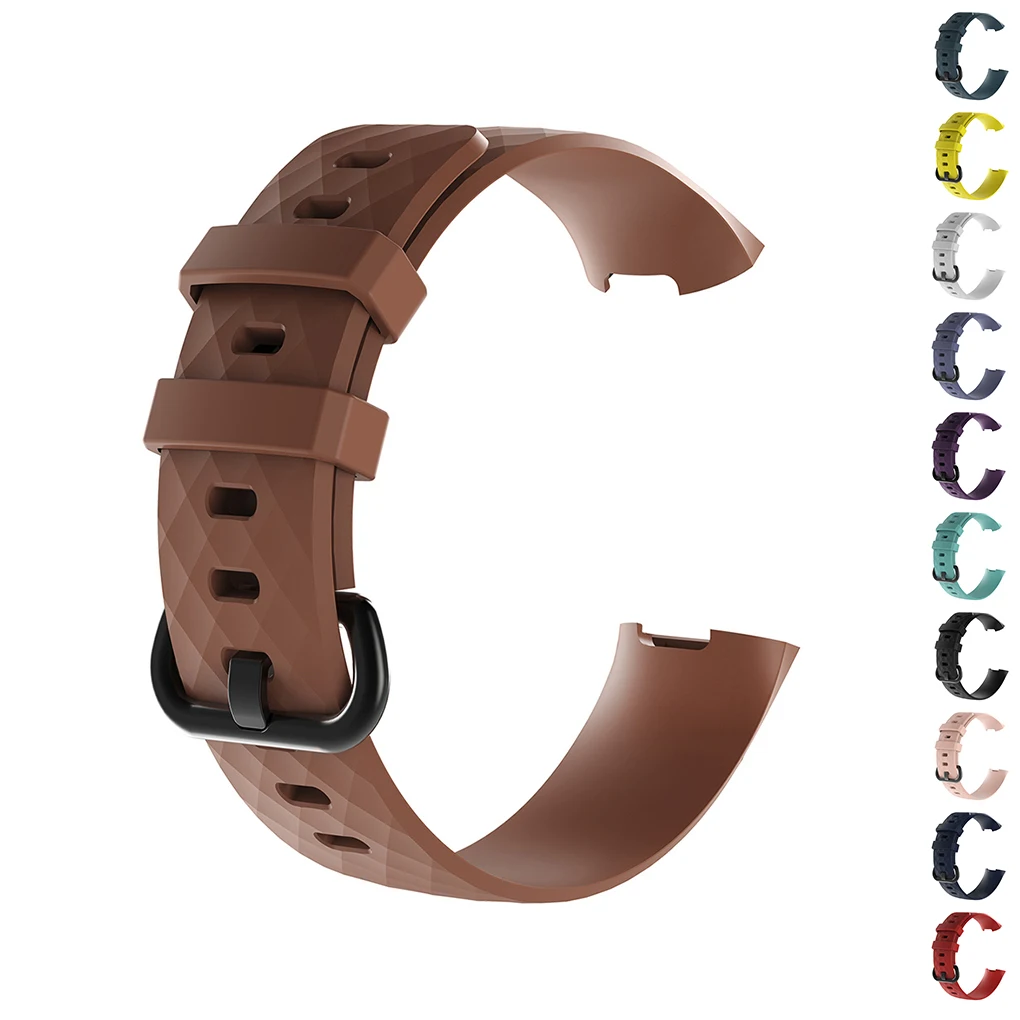 

Replacement for Fitbit Charge 3 Silicone Wristband Rhombus Grain Adjustable Wrist Replace Strap