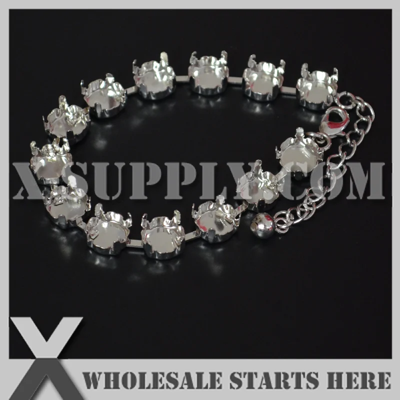 

SS45(10mm) Round Empty Tennis Bracelet Cup Chain for Jewelry Decoration,Without Crystals/ Mixed 50pcs to Get 30% off