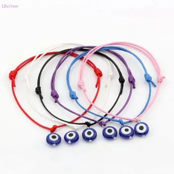 

12 Pcs eye bead Bracelets - Adjustable Mixing color Waxes rope Charm Bracelets Lucky Eye Beads Bracelets S112L24