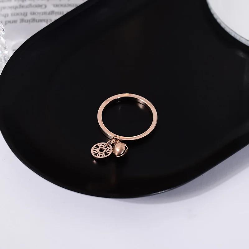 YUN RUO Claaic, винтажное медное кольцо для монет, розовое золото, женский подарок на день рождения, модные ювелирные изделия из титана и стали, не выцветают
