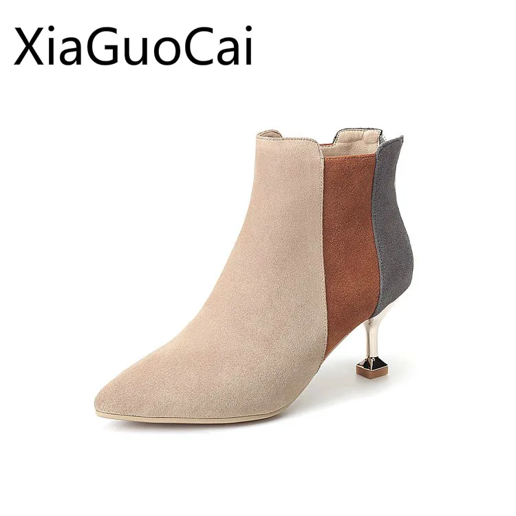 

Mixed Colors Fashion Brand Women Pumps Shallow Hot Sale Suede Female High Heels Shoes Slip-on Pointed Toe Thin Heels Shoes