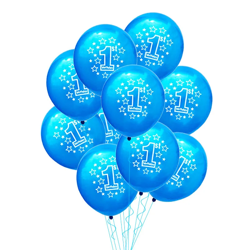 10/15 шт розовые синие воздушные шары для мальчиков и девочек, 1 день рождения, вечерние воздушные шары для первого дня рождения, 1 год - Цвет: 10pcs balloon