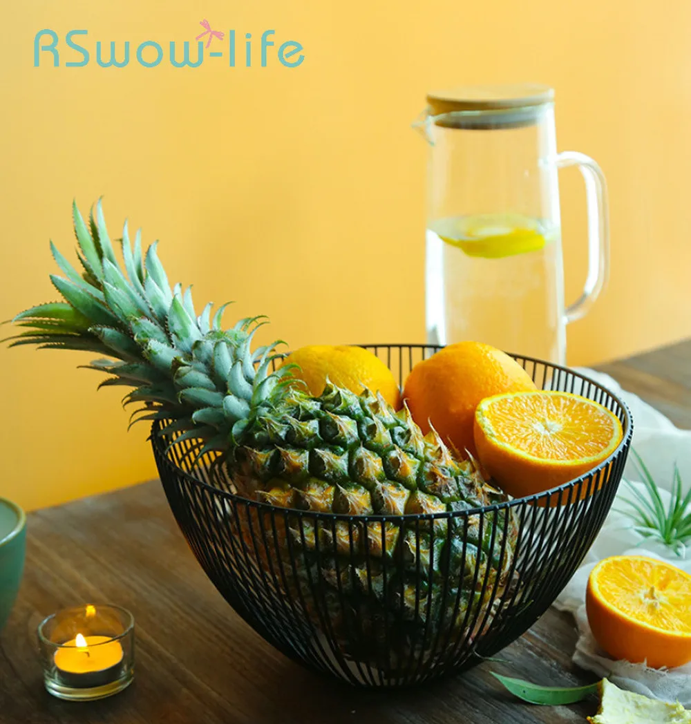 Wrought Iron Fruit Basket Creative Simple Hollow Metal Baskets Restaurant Living Room Home Storage Basket For Home Storage