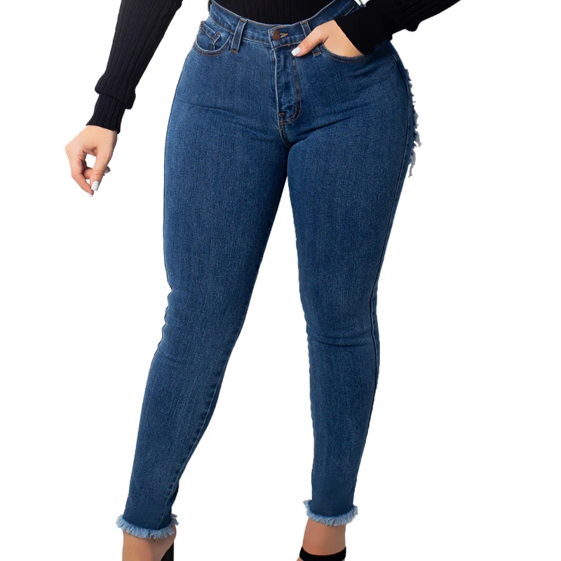 Сексуальные рваные джинсы для женщин, рваные джинсы с дырками на спине, женские джинсы с высокой талией, тянущиеся рваные обтягивающие джинсы с высокой талией
