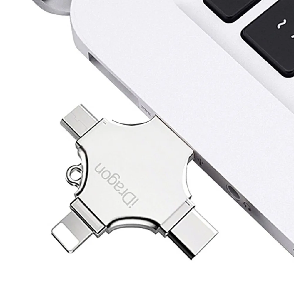 Многофункциональный 4 в 1 Флэш-Накопитель USB OTG флэш-памяти USB Stick смартфон и компьютер Тип-C Plug для Apple для Android