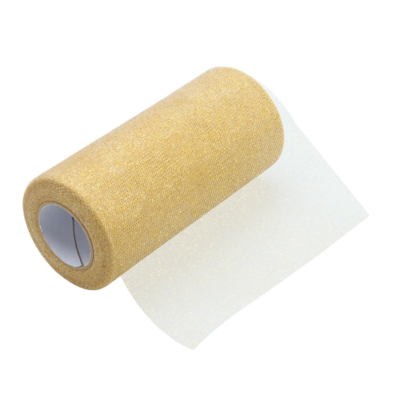 Buy BESTOYARD 6 Inch Sparkling Tulle Gold Ribbon Roll