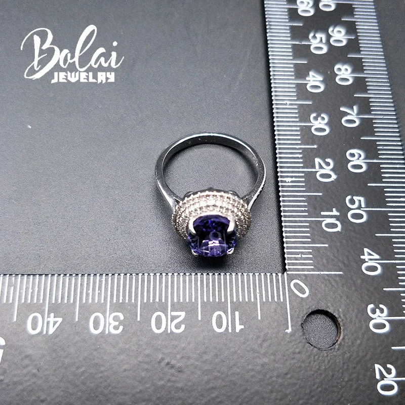 Bolaijewelry, серебро 925 пробы с нано синим танзанитом драгоценным камнем кольцо для женщин классический дизайн