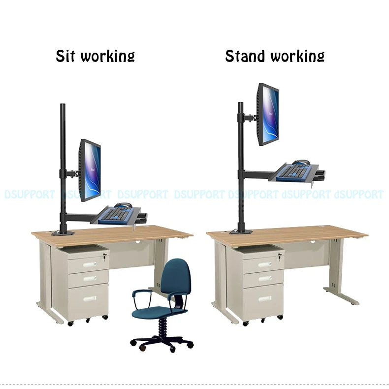 

Full Motion Desktop Mount Monitor Holder+ Keyboard Holder Sit Stand Workstation Free Lifting Monitor Keybaord Mount W812