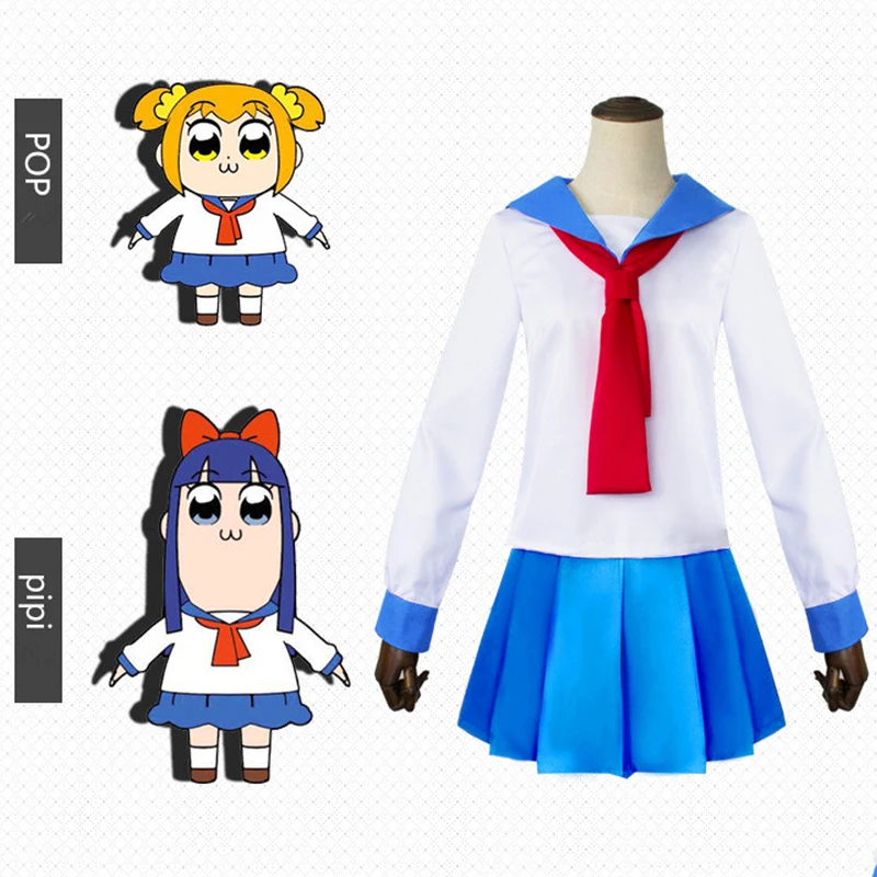 

Anime Pop Team Epic Cosplay Costumes Popuko Pipimi Cosplay Costume Sailor Uniform Halloween Carnival Party Poputepipikku Costume