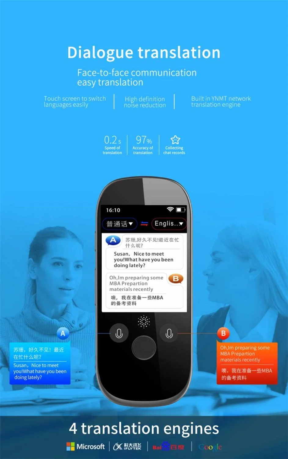  K1 Pro AI portable Smart voice translator 4GB 2.4 Inch 75 Language Travel Business Meeting pocket l