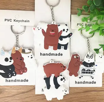 

New 20 pcs Cartoon Grizzly panda Ice Bear Double-sided Rubber Key Chain For Best Gift Free Shipping q-008