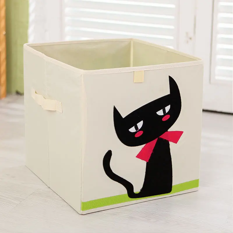 MICCK вышивка мультфильм животных складной ящик для хранения мелочей детская одежда игрушки для хранения книг Органайзер шкаф нижнее белье - Цвет: Kitten