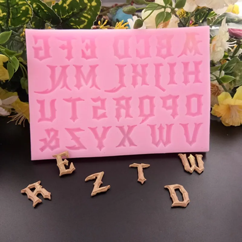 

1pcs English Alphabet Cake Mold Silicone Handwriting Alphabets Script English Letters Fondant Chocolate Mold Baking Tools F195