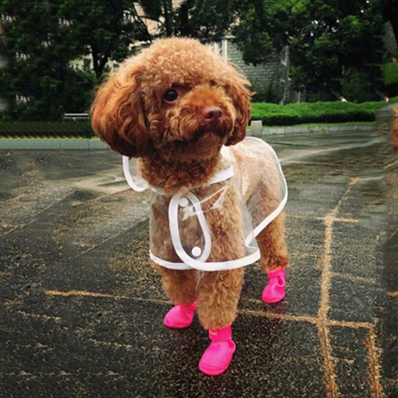 Одежда для собак прозрачный водонепроницаемый плащ светильник одежда водонепроницаемый красивый дождевик для маленьких собак с капюшоном