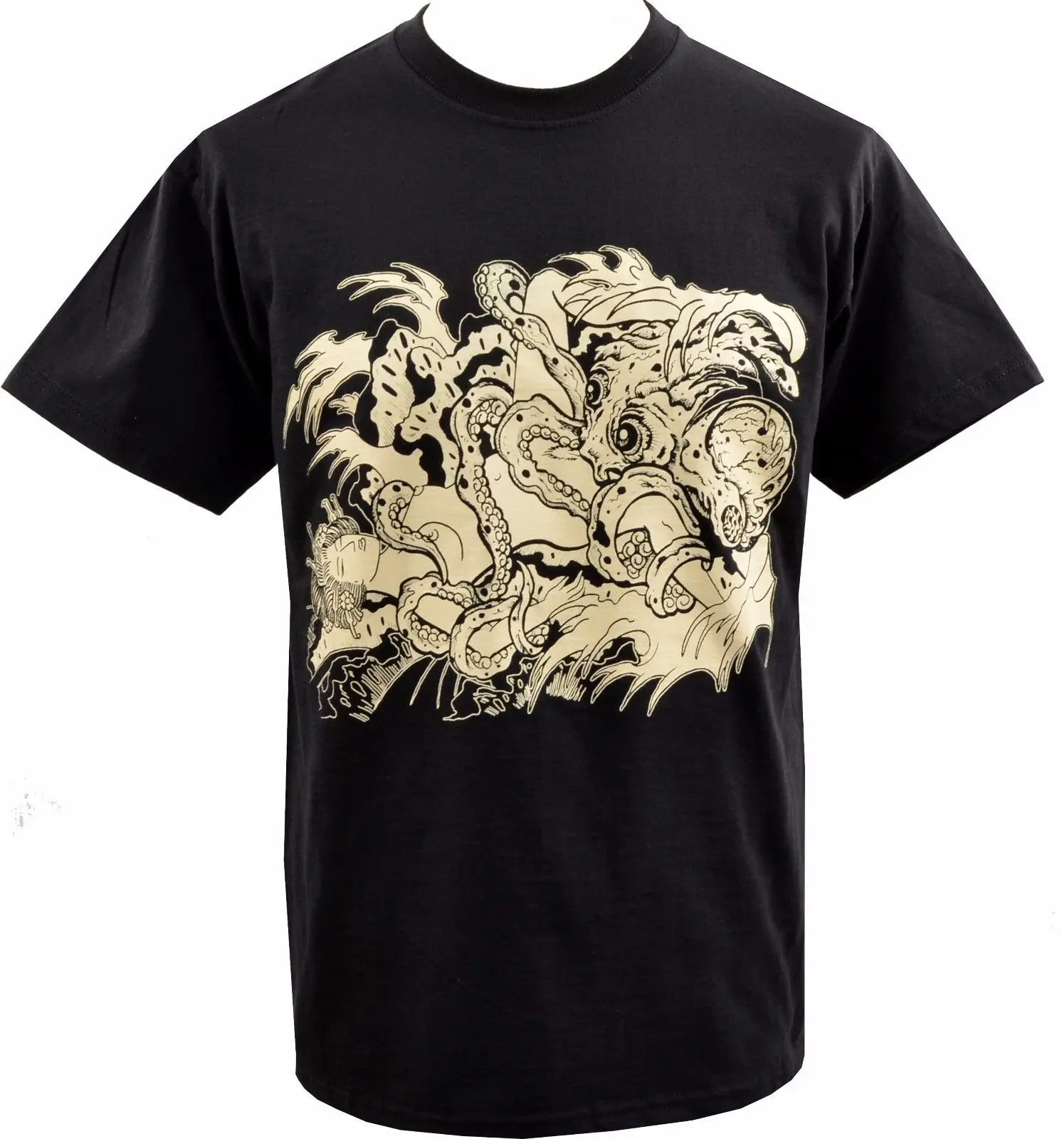 MENS T-SHIRT FISHERMAN'S WIFE OCTOPUS JAPAN JAPANESE TATTOO GEISHA HENTAI S-5XL Normal Short Sleeve Cotton T Shirts | Мужская одежда