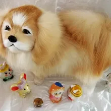Моделирование Пекинская собака, мопс модель 32x25 см игрушка полиэтилена и меха кролика поделки из резины, реквизит, украшения подарок d0120