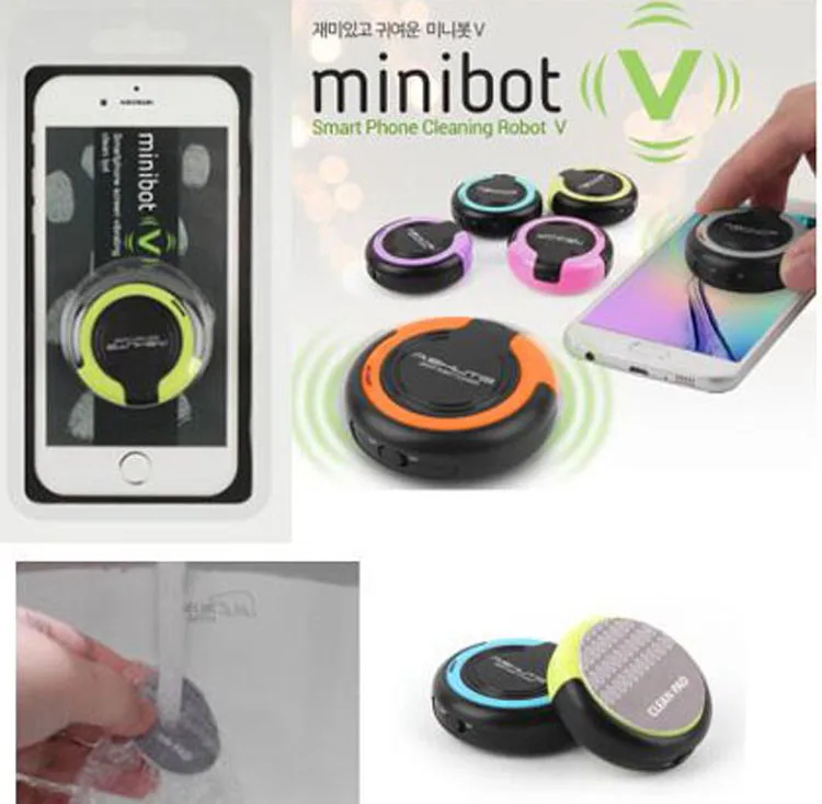 Корейский дизайн minibot v универсальный планшет смартфон мобильный экран вибрационный очиститель робот протрите очищающее средство для очистки iPad iPhone