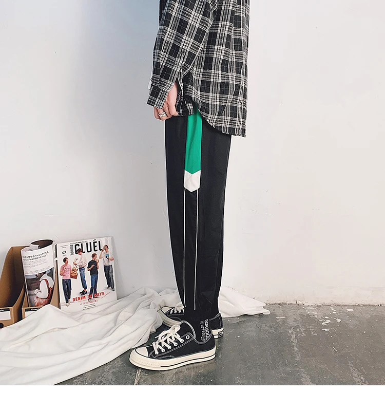 Мужские брюки в стиле хип-хоп, уличная одежда для бега, новинка, Harajuku Sweatpant, мужские повседневные тренировочные штаны, полосатые лоскутные брюки для мужчин