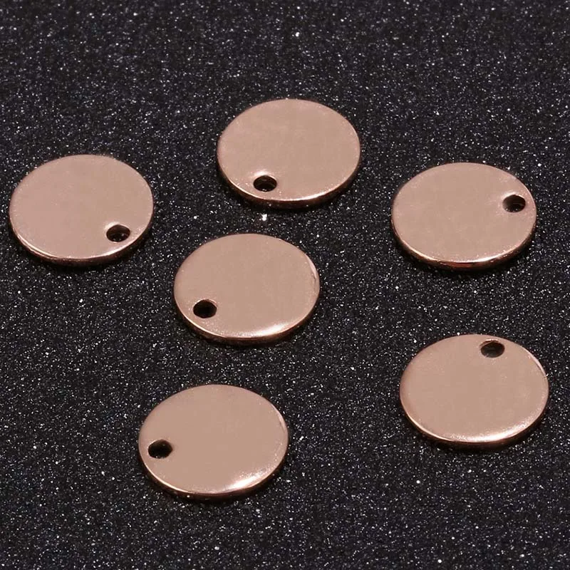 

120pcs/lot Stainless Steel Rose Gold/Gold/Silver Blank Round Charms Tag Pendants Fits for DIY Bracelet Earring Pendant