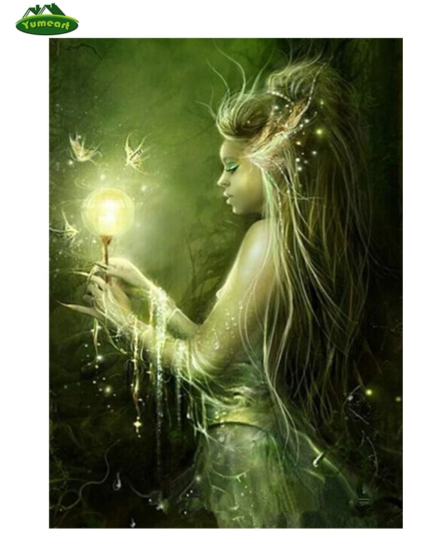 Full Square Drill Diamond Painting Cross Stitch Fairy Girl Portrait Patterns Set for Stitching Mosaic Room Decoration | Дом и сад